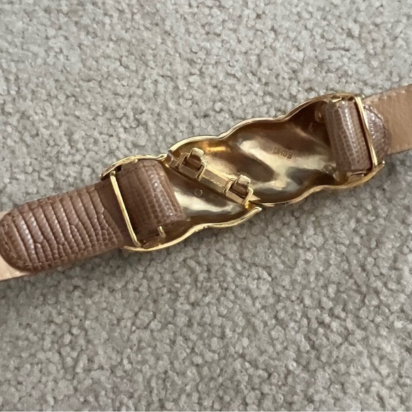 Vintage 70s / 80s Echo Taupe Tan Genuine Lizard Adjustable Cinch Belt main image 7